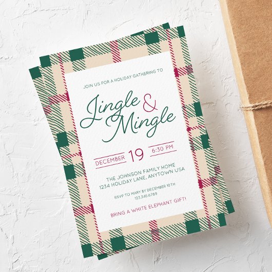 Invitation Jingle & Mingle Plaid Holiday Party
