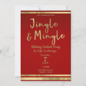 Invitation Jingle & Mingle Red Gold Corporate Christmas Party (Devant)