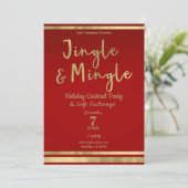 Invitation Jingle & Mingle Red Gold Corporate Christmas Party (Debout devant)