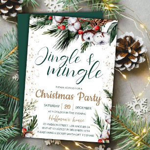 Invitation Jingle & Mingle   Soirée de Noël Pine Green
