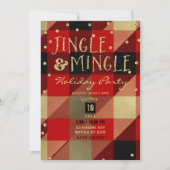 Invitation Jingle Plaid Buffalo Rouge Or & Mingle Holiday (Devant)