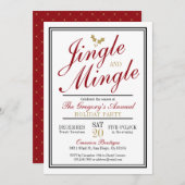 Invitation Jingle rouge et or et Noël Mingle (Devant / Derrière)
