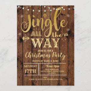 Invitation Jingle Tout le chemin des fêtes de Noël Gold