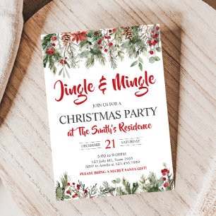 Invitation Jingle verdoyante et fête de Noël Mingle