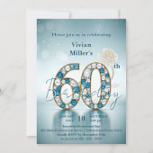 Invitation Joaillerie bleu et perle opulente 60e anniversaire (Devant)