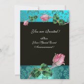 INVITATION JOAILLERIE DIAMANT ROSE PÂLE , DAMAS BLEU MONOGRAM (Dos)