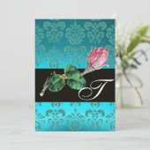 INVITATION JOAILLERIE DIAMANT ROSE PÂLE, DAMAS BLEU MONOGRAMM (Debout devant)