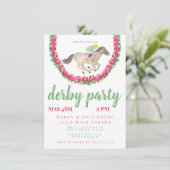 Invitation Jockey Cheval Roses d'aquarelle Derby Party (Debout devant)