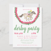 Invitation Jockey Cheval Roses d'aquarelle Derby Party (Devant)