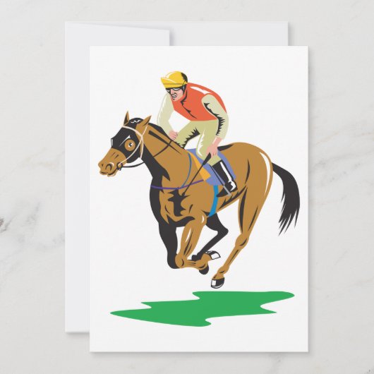 Invitation Jockey de course de chevaux au galop (Devant)
