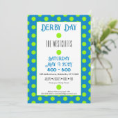 Invitation Jockey Soies Points Verts et Bleus Derby (Debout devant)