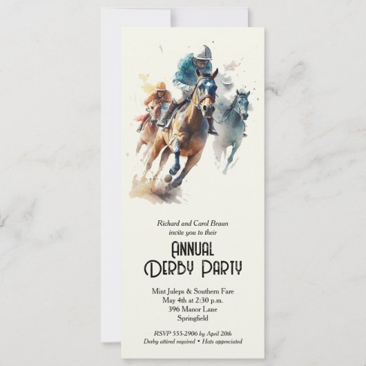 Invitation Jockeys et Racehores Derby Party (Devant)