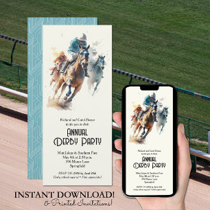 Invitation Jockeys et Racehores Derby Party