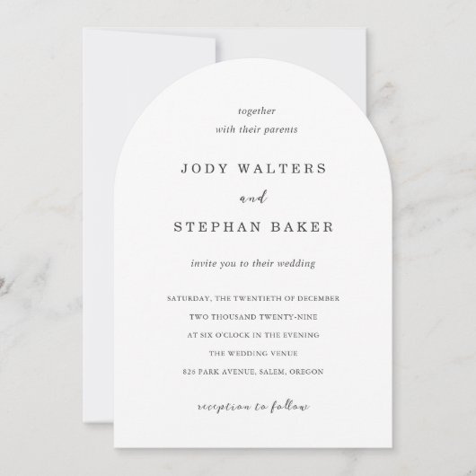 Invitation Jody Simple Mariage élégant (Devant)