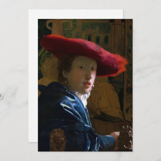 Invitation Johannes Vermeer - Fille avec un Casquette rouge (Devant / Derrière)