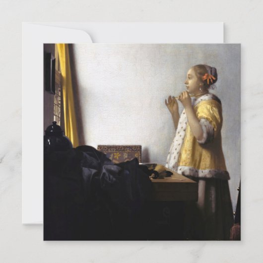 Invitation Johannes Vermeer - Jeune femme avec collier perle (Devant)