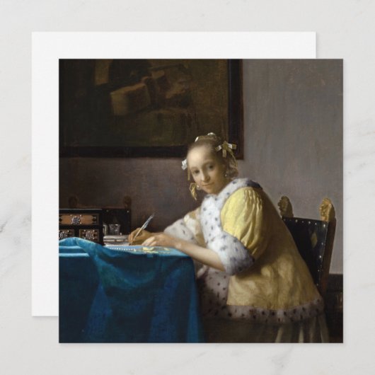Invitation Johannes Vermeer - Une dame écrit une lettre (Devant / Derrière)