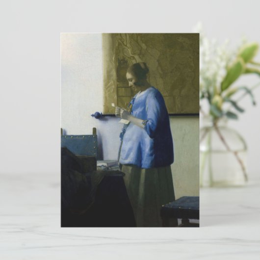 Invitation Johannes Vermeer - Une femme en bleu lisant une le (Debout devant)