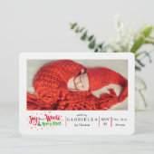 Invitation Joie à notre Monde Annonce de naissance pour Noël (Debout devant)