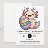 Invitation Joie d'anniversaire de Pâques Axolotl (Devant / Derrière)
