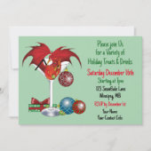 Invitation Joie de Noël Fête Rouge Cocktail Dragon de Fête (Devant)