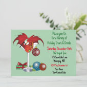 Invitation Joie de Noël Fête Rouge Cocktail Dragon de Fête (Debout devant)