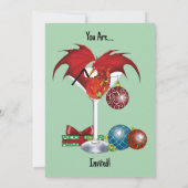 Invitation Joie de Noël Fête Rouge Cocktail Dragon de Fête (Dos)