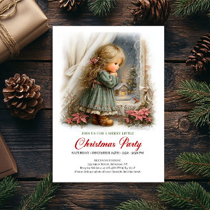 Invitation Joie de Noël Fille Mignonne Scène de No