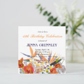 Invitation Joie en Fleurs - Fête d'anniversaire Fleurs Tropic (Debout devant)