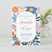 Invitation Joie florale radieuse Anniversaire (Debout devant)