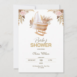 Invitation Joie florissante : Aquarelle Baby shower Floral