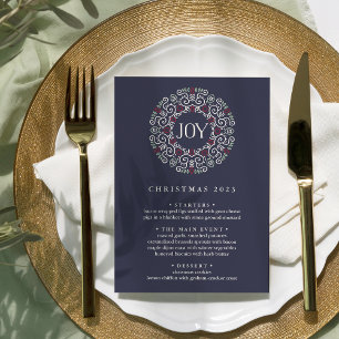Invitation Joie   Menu du dîner de Noël personnalisé