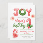 Invitation Joie Noël hiver Enfants 1er anniversaire Invitatio (Devant / Derrière)