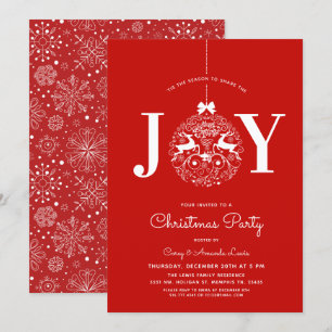 Invitation Joie ornementale Noël Rouge