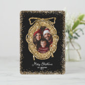 Invitation Joie Parties scintillant or Joyeux Noël Famille Ph (Debout devant)