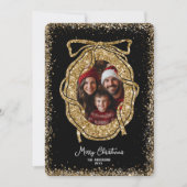 Invitation Joie Parties scintillant or Joyeux Noël Famille Ph (Devant)