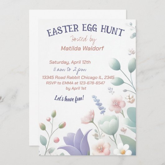 Invitation Joie printanière : une célébration de Pâques paste (Devant / Derrière)