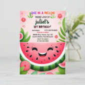 Invitation joie rose été un dans un melon premier 1er anniver (Debout devant)