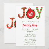 Invitation Joie Rouge Vert Fête de Noël (Devant / Derrière)