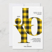 Invitation Joie Typographie Buffle Jaune Plaid Photo Holiday (Devant)