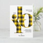 Invitation Joie Typographie Buffle Jaune Plaid Photo Holiday (Debout devant)