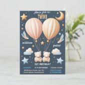 Invitation Joignez-vous à l'ours commun Hot Air Balloon Twins (Debout devant)