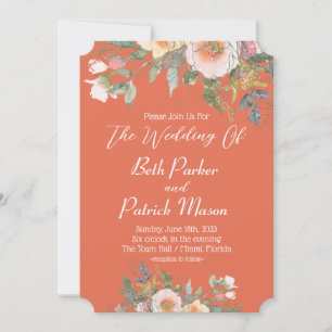 Invitation Joignez-Vous À Nous Floral Avec Mariage Orange