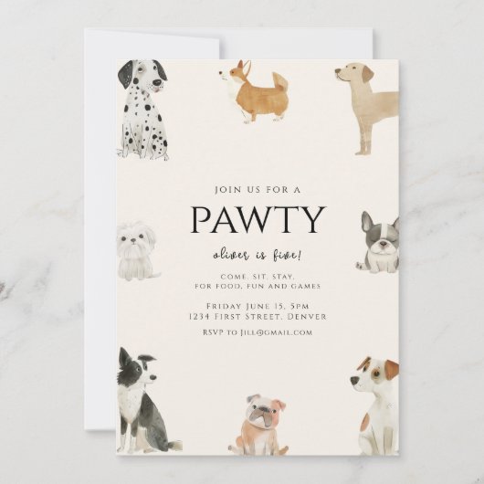 Invitation Joignez-vous à nous pour un thème de chien de pail (Devant)