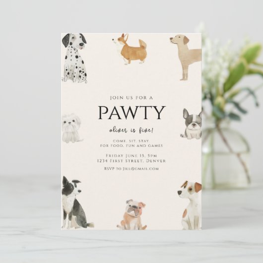 Invitation Joignez-vous à nous pour un thème de chien de pail (Debout devant)