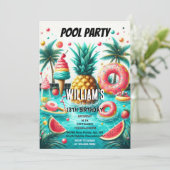 Invitation Joignez-vous garçon water blue Cool Pool Party 13e (Debout devant)