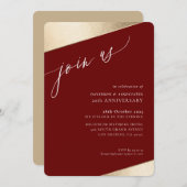 Invitation JOIN US calligraphie classe or classique marron (Devant / Derrière)