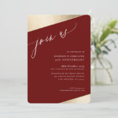 Invitation JOIN US calligraphie classe or classique marron (Debout devant)