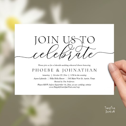 Invitation Join Us To Celebrate, Wedding Rehearsal Dinner