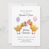 Invitation Joint Birthday Invite, Duck Double Party (Devant)